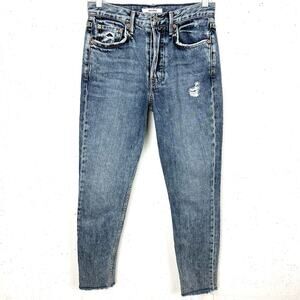 Grlfrnd Karolina High Rise Skinny Jeans Button Fly Almost Gone Distressed 25